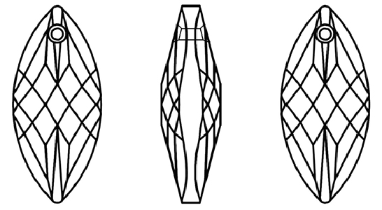 Swarovski Crystal Pendants - 6110 - Navette Line Drawing
